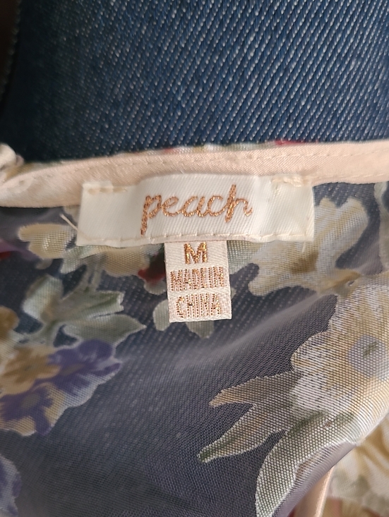 Tops - Peach Floral Print SHEER Polyester Top